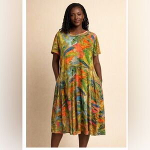 Nwot Orientique Naturally Australia Multicolor Abstract Print Dress XL